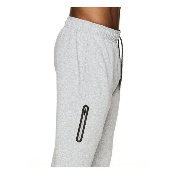 Reebok Men Pants 3XL Slim Gray Jogger Athlete Lounge Zip Pockets Small Logo NEW - Picture 2 of 9